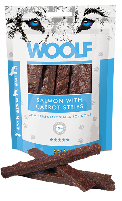Woolf Snacks Salmon Carrot Strips 100g