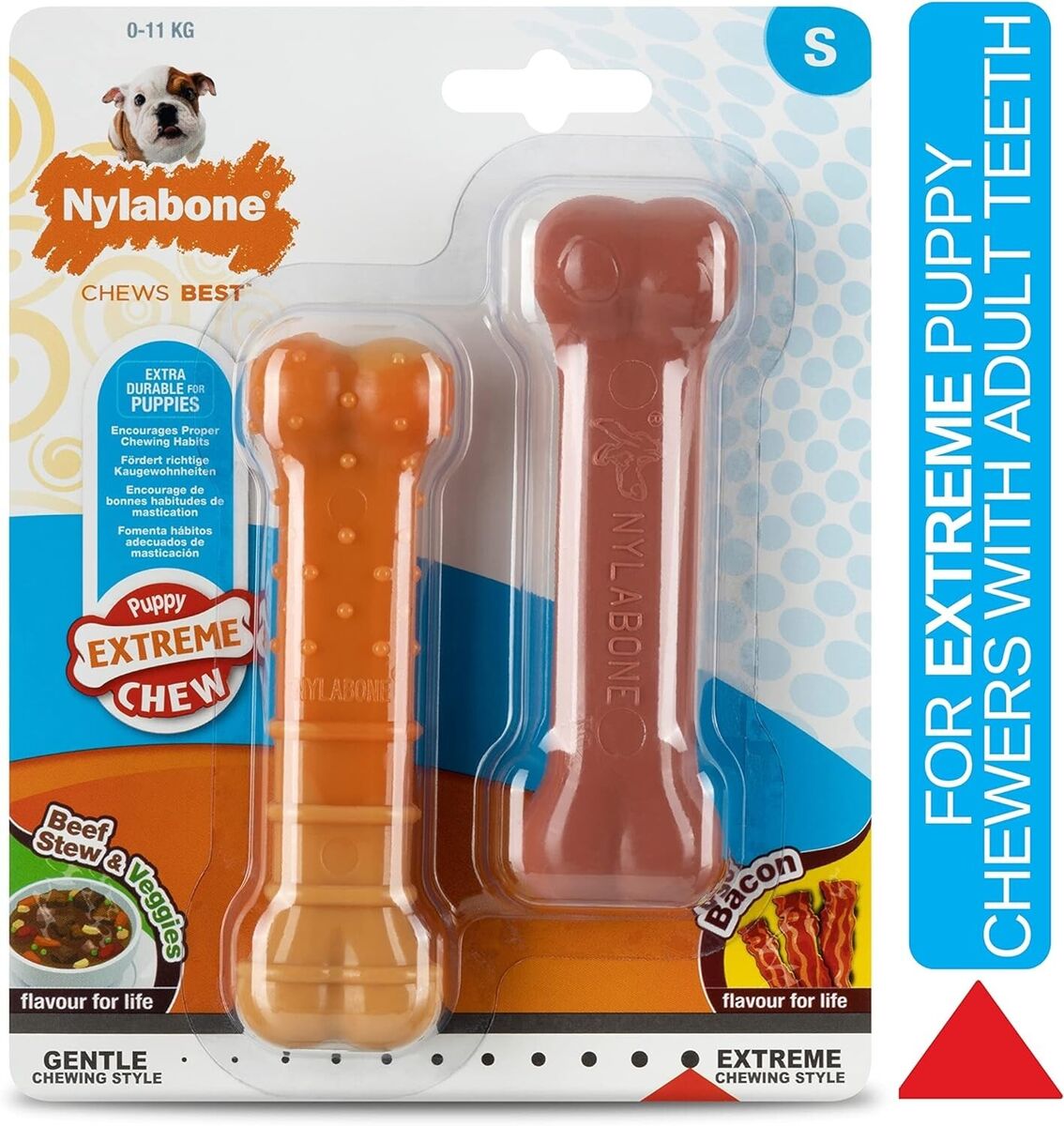 Nylabone Puppy Twin Pack Bones Beef&Bacon Small