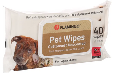 Flamingo Pet Wipes Cottonsoft Unscented 40 Wipes