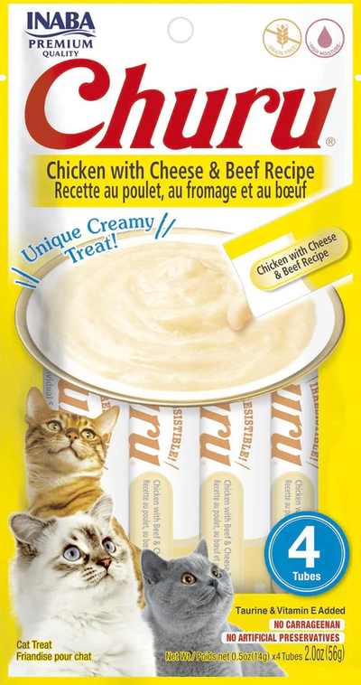 Churu Cat Treats Chicken Cheese Beef Recipe 4pcs