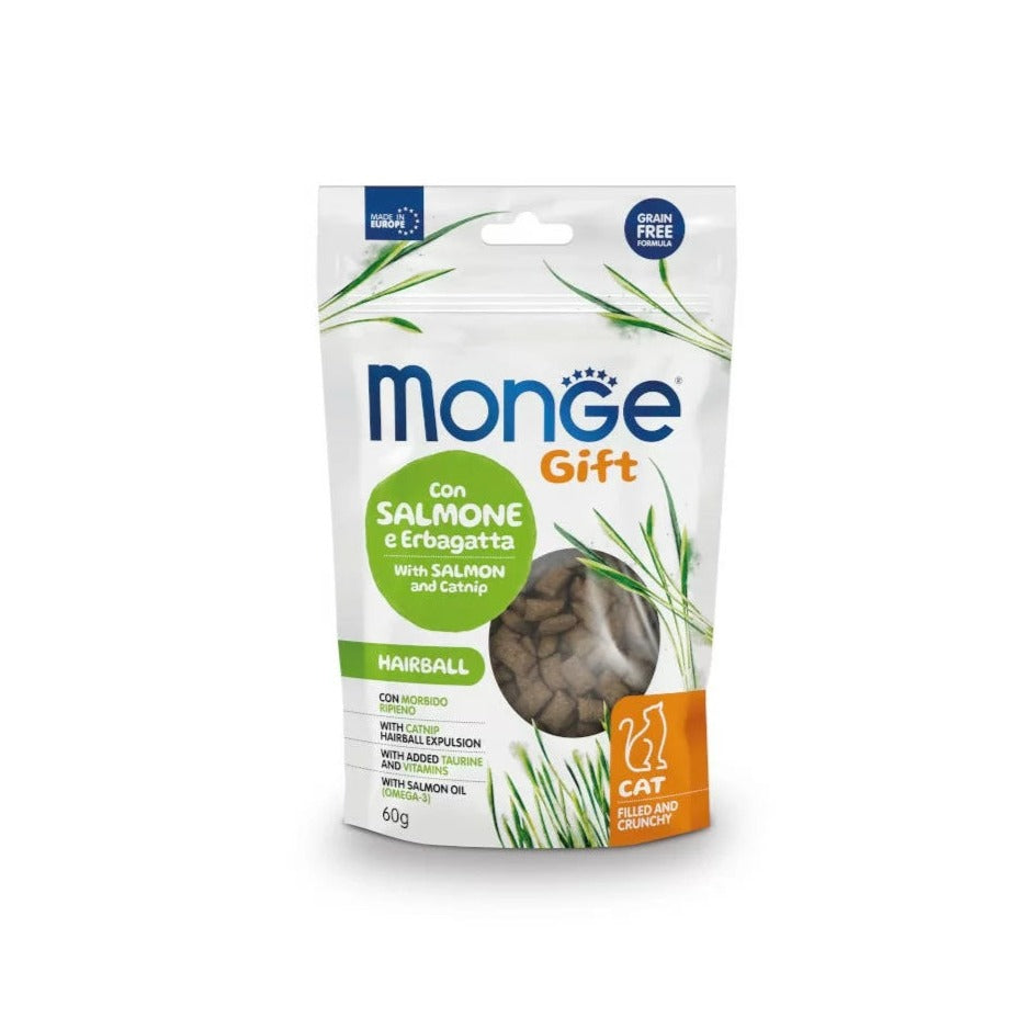 Monge Snack Cat Filled&Crunchy Hairball Salm/Catnip 60g