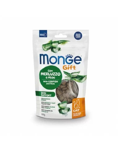 Monge Snack Cat Filled&Crunchy Skin Supp Cod/Aloe 60g