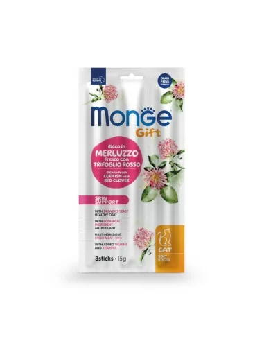 Monge Snack Cat Soft Sticks Skin Supp Cod/Red Clover 15g