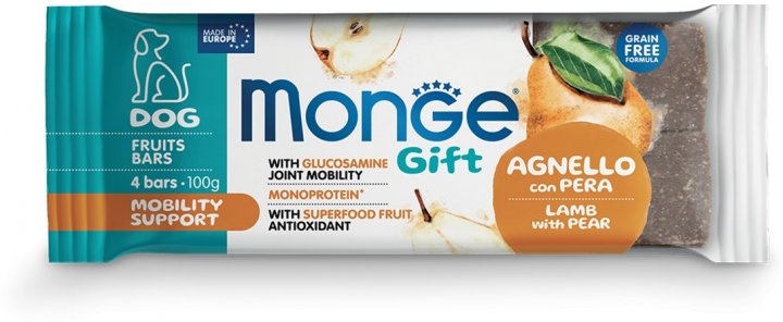 Monge Snack Dog Fruit Bar Mobility Supp Lamb/Pear 100g