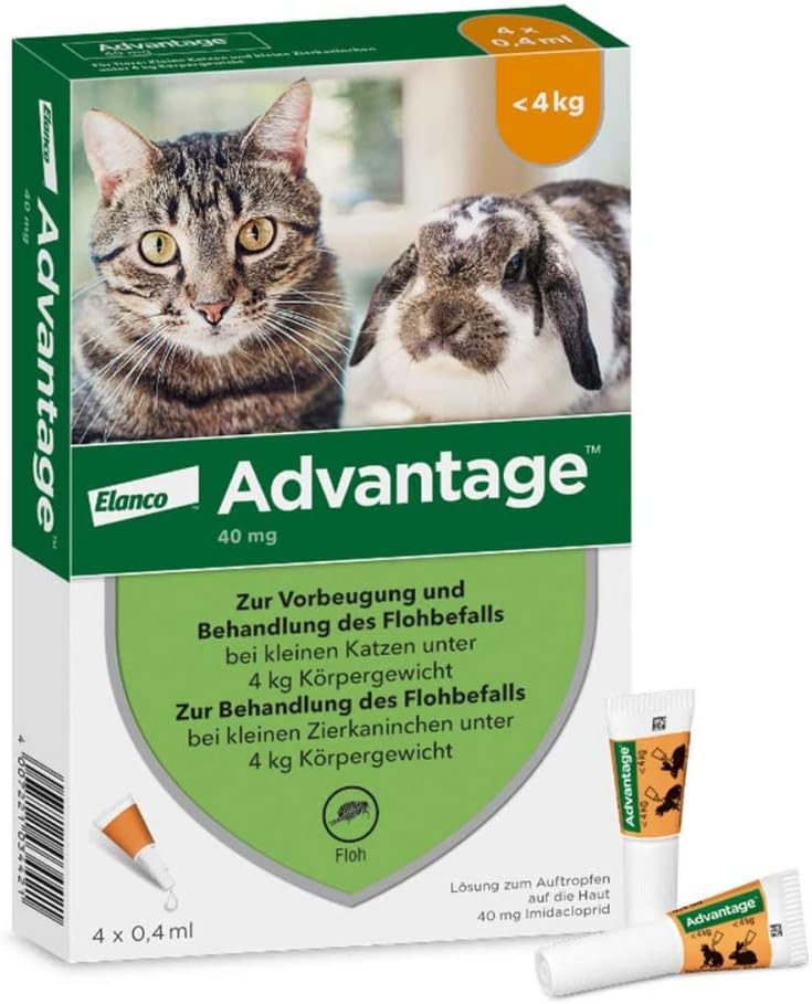 Elanco Advantage Cats & Rabbits <4Kg 4 Pipettes.