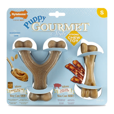 Nylabone Puppy Gourmet Twin Pack Peanut Butter & Bacon Small