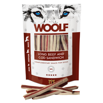 Woolf Snacks Long Beef And Cod Sandwich 100g