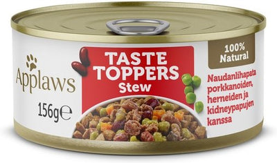 Applaws Dog Tin Taste Toppers Stew Beef Peas Beans 156g