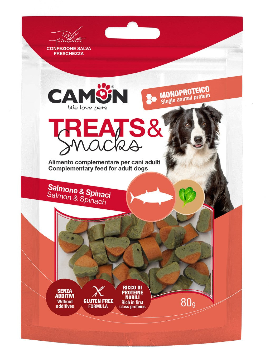 Camon Treats&Snacks Salmon & Spinach Hearts 80g