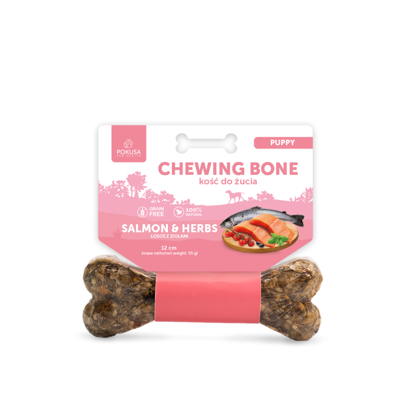 Pokusa Chewing Bone Puppy Salmon&Herbs 12cm