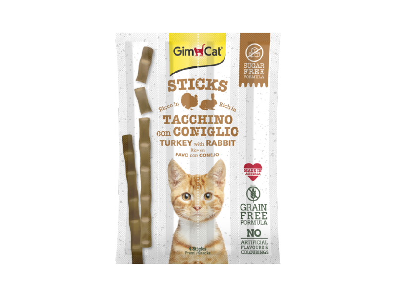 Gimcat Cat Treats Sticks Turkey&Rabbit 4pcs
