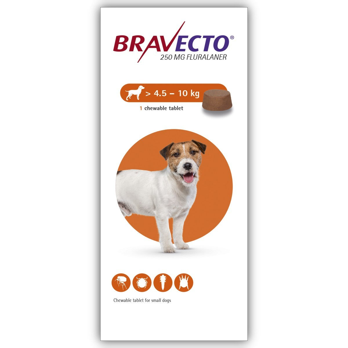 MSD Dog Bravecto 250mg 4.5-10kg 1tab