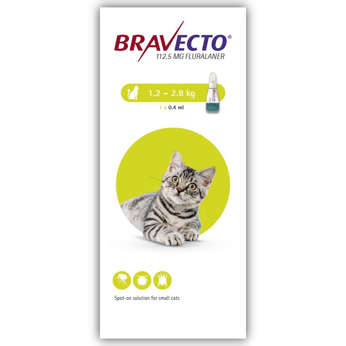 MSD Cat Bravecto 112mg 1.2-2.8kg 1x0.4ml