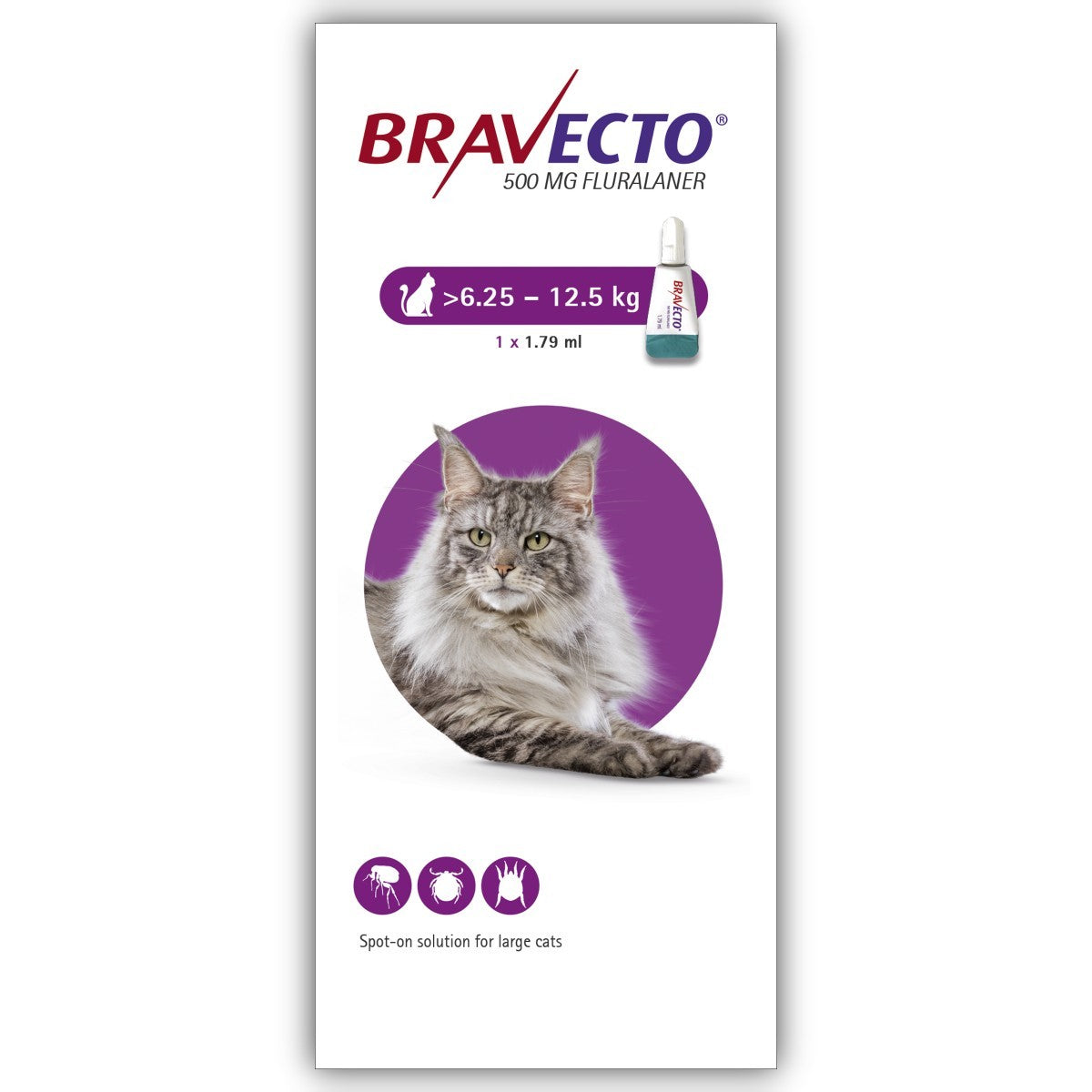 MSD Cat Bravecto 500mg 6.25-12.5kg 1x1,79ml