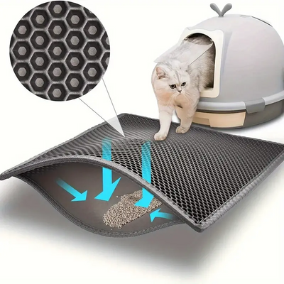 Pet Cat Litter Mat 45x60cm Black Non Slip Washable