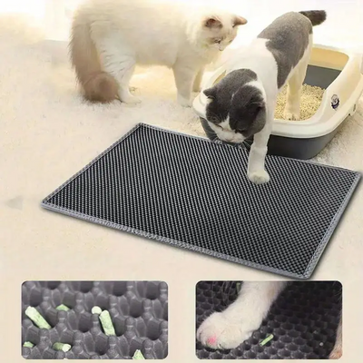 Pet Cat Litter Mat 45x60cm Gray Non Slip Washable