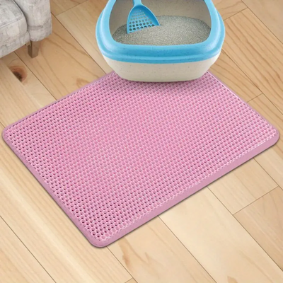 Pet Cat Litter Mat 45x60cm Pink Non Slip Washable