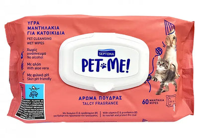 Septona Pet Me Wipes Talcum 60pcs