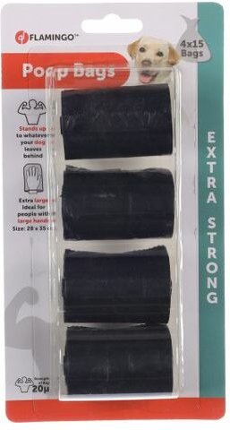 Flamingo Poop Bags Magnus Big Black 4 Rolls 15pcs