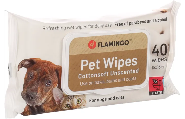 Flamingo Pet Wipes Cottonsoft Unscented 40 Wipes