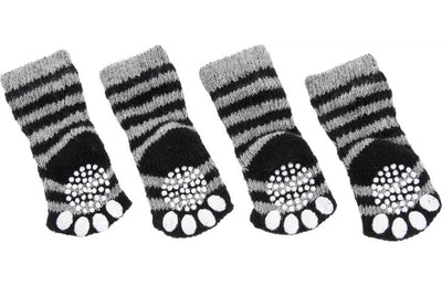Flamingo Pet Socks Large Black/Gray 4pcs