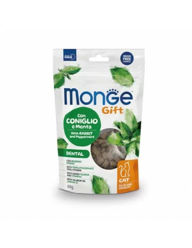 Monge Snack Cat Filled&Crunchy Dental Rabbit/Ppmint 60g