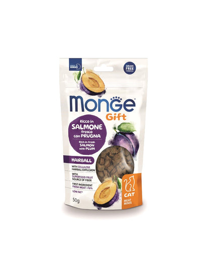 Monge Snack Cat Meat Minis Hairball Salm/Plum 50g