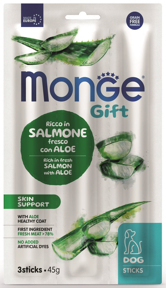 Monge Snack Dog Stick Skin Supp Salmon/Aloe 45g
