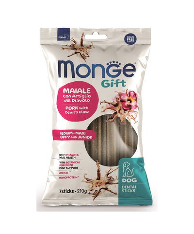 Monge Snack Pup&J Dent Stick Med/Max Prk/Devil Claw 210g