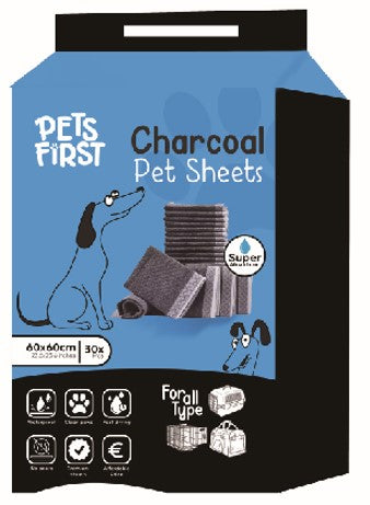 Pets First Charcoal Pet Sheets 30pcs 60x60