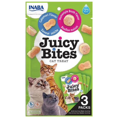 Juicy Bites Cat Treats 705 Homestyle & Calamari 3packs