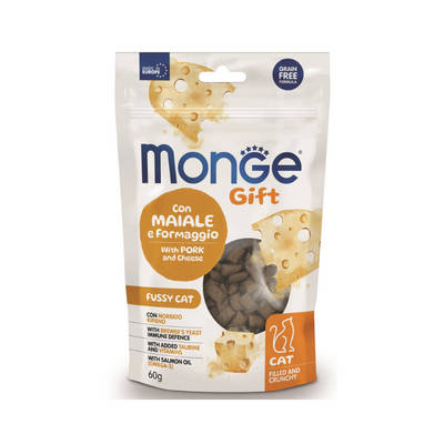 Monge Snack Cat Filled&Crunchy Fussy Pork/Cheese 60g