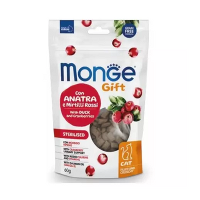 Monge Snack Cat Filled&Crunchy Steril Duck/Cberries 60g