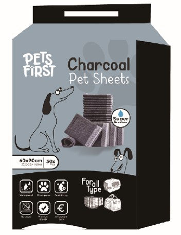 Pets First Charcoal Pet Sheets 30pcs 60x90