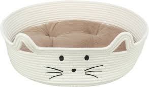 Trixie Cat Basket Round 45cm White/Light Brown.