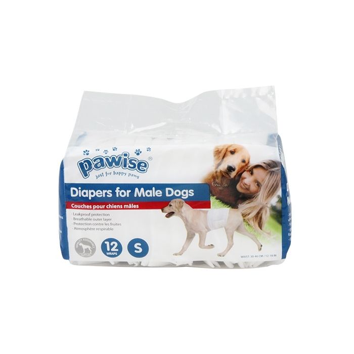 Pawise Disposable Male Wraps S 30cm-46cm x 12pcs